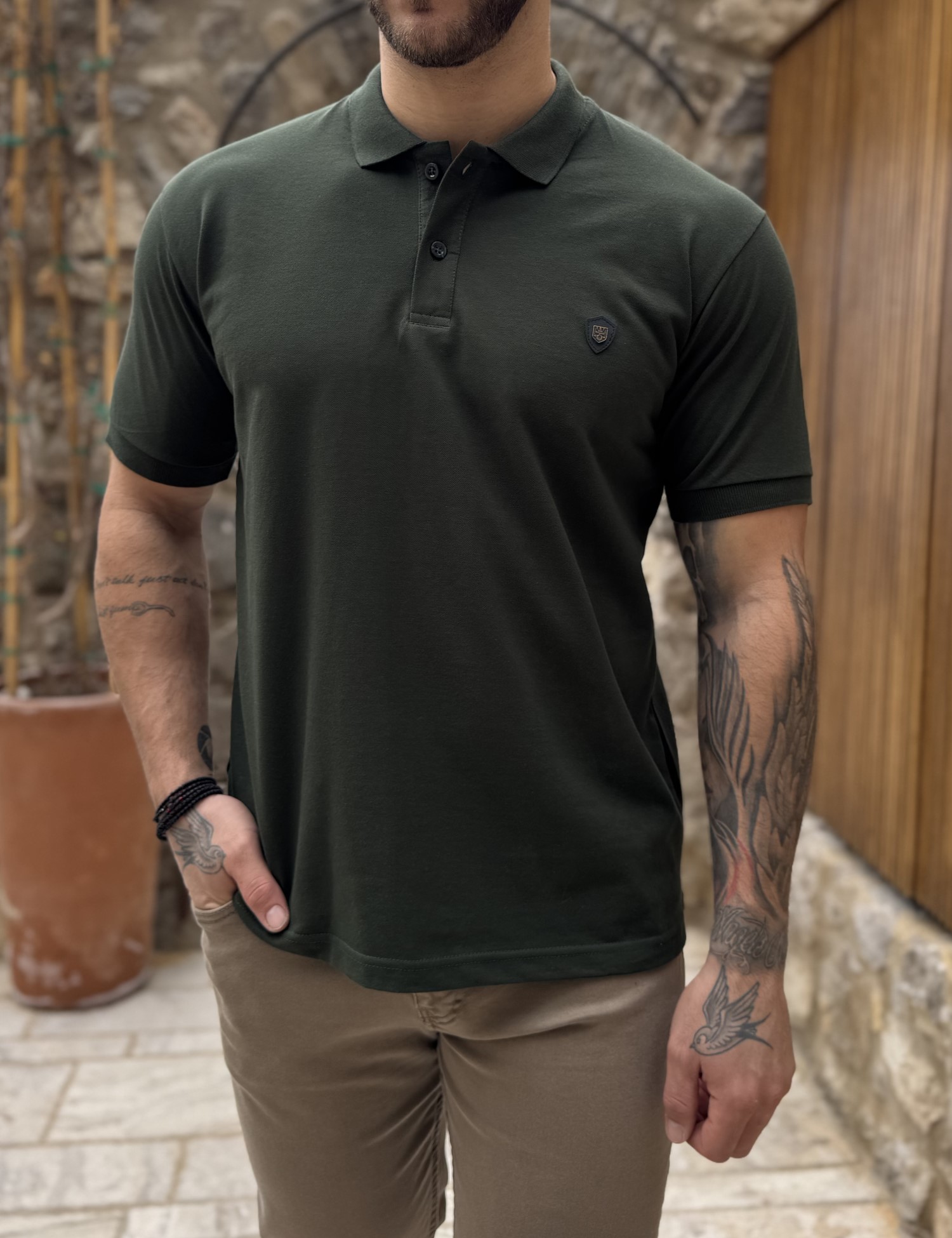 Everbest ανδρική κυπαρισσί πικέ Polo μπλούζα Plus Size 262839K